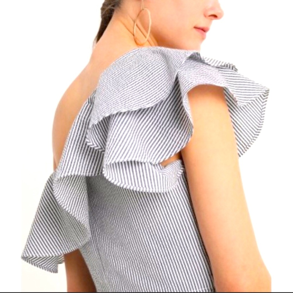Banana republic factory searsucker off shoulder dress NWT